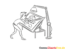 Bauzeichner Clipart schwarz weiß zum Thema Ausbildungsberufe