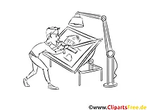 Bauzeichner Clipart schwarz weiß zum Thema Ausbildungsberufe