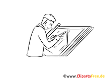 Bauzeichner Grafik zum Drucken schwarzweiß