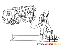 Beton- und Stahlbauer Clipart, Grafik, Bild schwarz-weiß