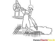 Beton- und Stahlbauer Clipart schwarz weiß