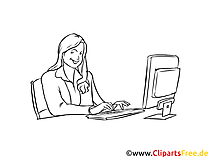 Bürokauffrau, Bürokaufmann Clipart, Grafik, Bild schwarz-weiß