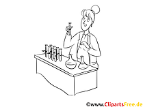 Chemielaborantin Clipart, Grafik, Bild schwarz-weiß