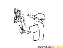 Elektroniker Clipart, Grafik, Bild schwarz-weiß