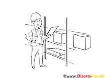 Fachkraft für Lagerlogistik druckbare schwarz-weiße Cliparts, Grafiken zum Thema Berufe