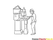 Fachkraft für Metalltechnik Clipart, Grafik, Bild schwarz-weiß