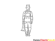 Fachkraft für Straßen- und Verkehrstechnik Clipart, Grafik, Bild schwarz-weiß