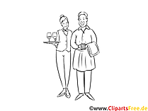 Fachkraft im Gastgewerbe Ausbildungsberuf schwarz-weiße Strichzeichnung