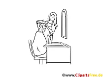 Friseurin Bild, Clipart, Grafik schwarzweiß