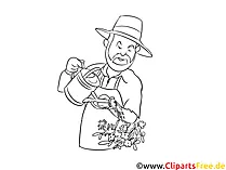 Gärtner Clipart in Schwarz-Weiß kostenlos
