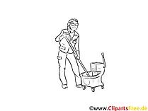 Gebäudereiniger druckbare schwarz-weiße Cliparts, Grafiken kostenlos
