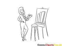 Gestalterin für visuelles Marketing Clipart, Grafik, Bild schwarz-weiß