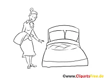 Hotelkauffrau Clipart, Grafik, Bild schwarz-weiß