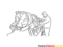 Industriemechaniker Clipart, Grafik, Bild schwarz-weiß