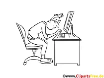 IT-Fachkraft Clipart, Grafik, Bild schwarz-weiß