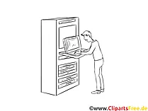 IT-Systemkaufmann druckbare schwarz-weiße Cliparts, Grafiken kostenlos