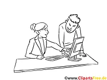 Kauffrau -mann für Büromanagement schwarz-weiß Clipart, Bild, Grafik