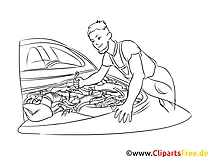 Kfz-Mechaniker Clipart, Grafik, Bild schwarz-weiß