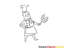 Koch im Restaurant Clipart, Grafik, Bild schwarz-weiß