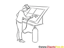 Lackierer schwarz-weiß Clipart, Bild, Grafik