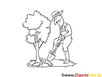 Landschaftsdesigner Clipart, Grafik, Bild schwarz-weiß