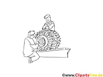 Maschinen- und Anlagenführer Clipart, Bild, Illustration schwarz-weiß