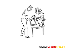 Produktionsmechaniker schwarz weiß Clipart