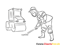 Schwarz-weiße Strichzeichnung, Clipart Straßenbauer