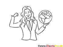 Tourismuskauffrau Clipart, Grafik, Bild schwarz-weiß