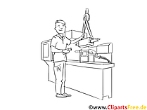 Verfahrensmechaniker druckbare schwarz-weiße Cliparts, Grafiken zum Thema Berufe