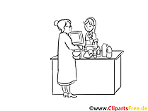 Verkäuferin schwarz weiß Clipart