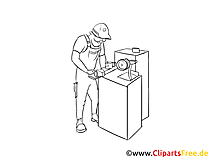 Zerspanungsmechaniker schwarz weiße Strichzeichnungen zum Thema Berufe
