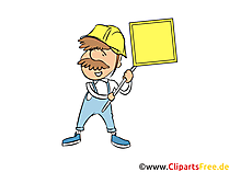 Bauarbeiter mit Schild Powerpoint Grafiken kostenlos