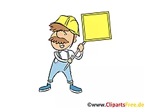 Bauarbeiter mit Schild Powerpoint Grafiken kostenlos