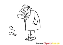 Detective Clip Art Illustration black and white
