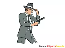 Detektiv mit Pistole Illustration, Clipart