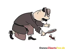 Cartoon Detektiv und Ameise - kostenlose Illustrationen Berufe