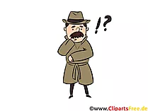 Fragezeichen, Detektiv, Comic, Cartoon, Illustration