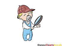 Illustration Baby-Detektiv mit Vergrösserungsglas, Lupe
