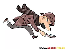 Kriminalpolizei auf Spursuche Illustration, Bild, Comic, Cartoon