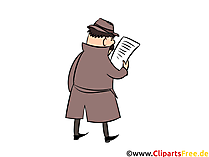 Mann im Regenmantel und Hut Clipart, Illustration, Bild, Comic