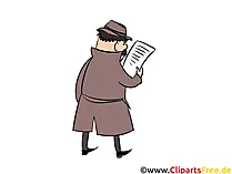 Mann im Regenmantel und Hut Clipart, Illustration, Bild, Comic