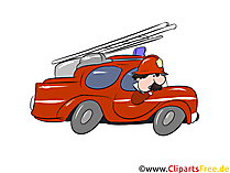 Feuerwehreinsatz Auto mit Leiter Clipart, Illustration, Bild