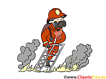 Feuerwehrmann auf Leiter Illustration, Bild, Clipart gratis