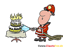 Feuerwehrmann mit Wasserschlauch Illustration, Bild, Clipart gratis