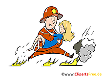Feuerwehrmann rettet eine Frau Illustration, Clipart, Bild