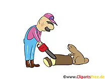 Forstmeister mit Kettensäge und Biber  Bild, Clipart, Illustration