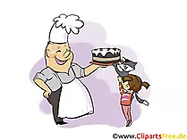 Konditor mit Torte Clipart, Comic, Bild, Illustration
