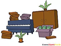 Kostenloses Bild Klavier, Schrank, Karton, Blumentopf
