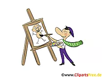 Künstler malt Bild, Clipart, Illustration